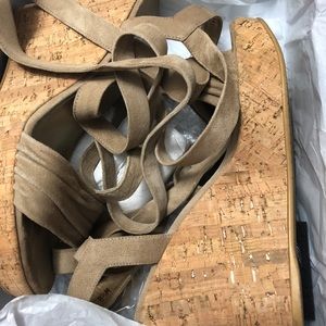 Stuart weitzman nude suede wedges